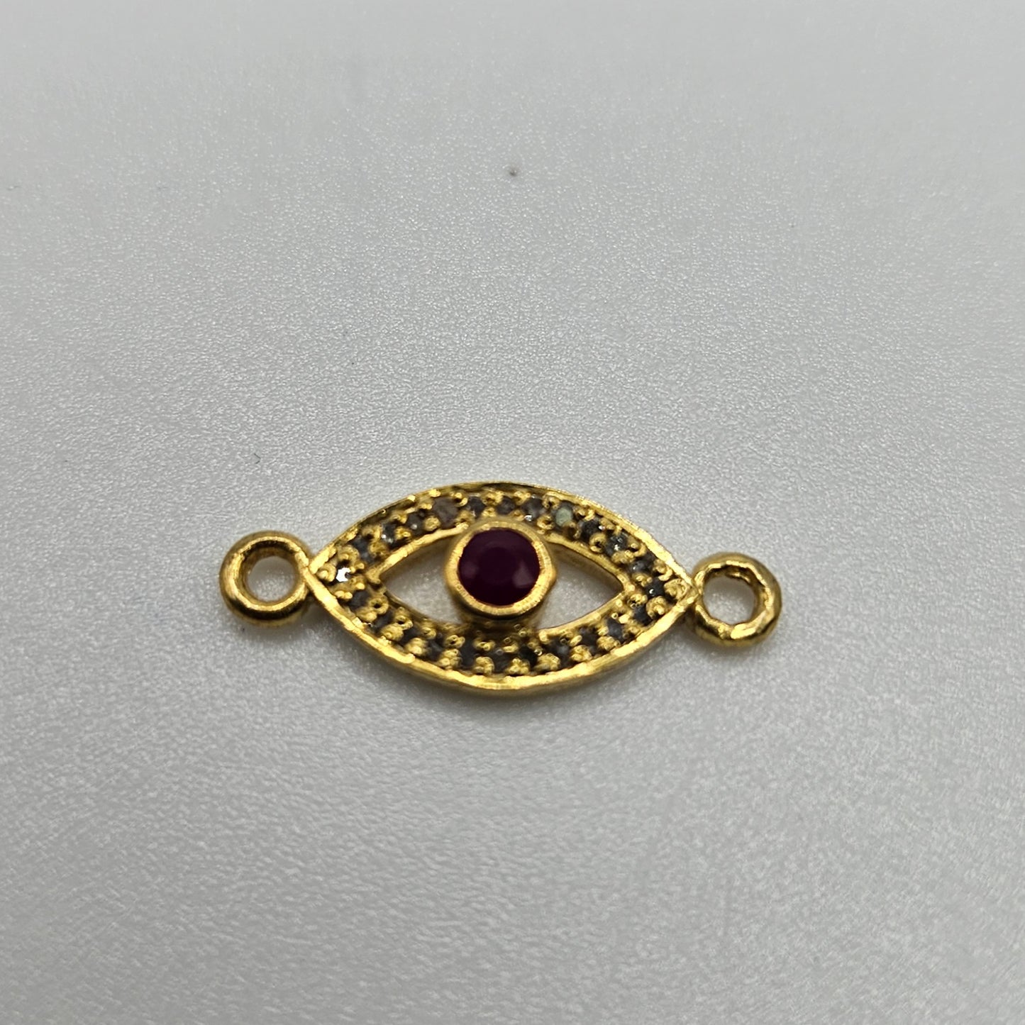 Vermeil Diamond Ruby Evil Eye Connector.