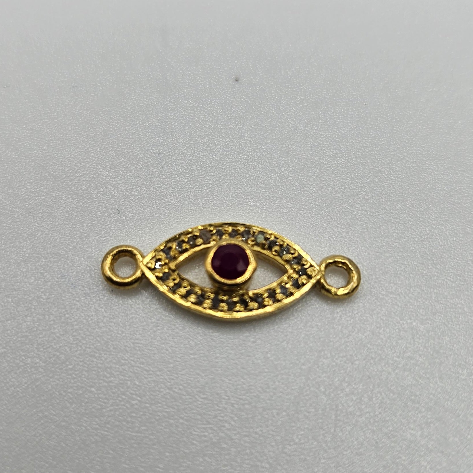 Vermeil Diamond Ruby Evil Eye Connector.