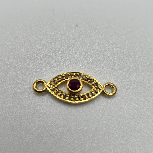 Vermeil Diamond Ruby Evil Eye Connector.