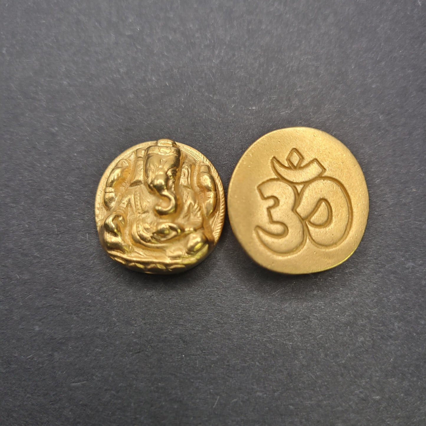 Vermeil Ganesha Bead With Ohm On The Back Side.