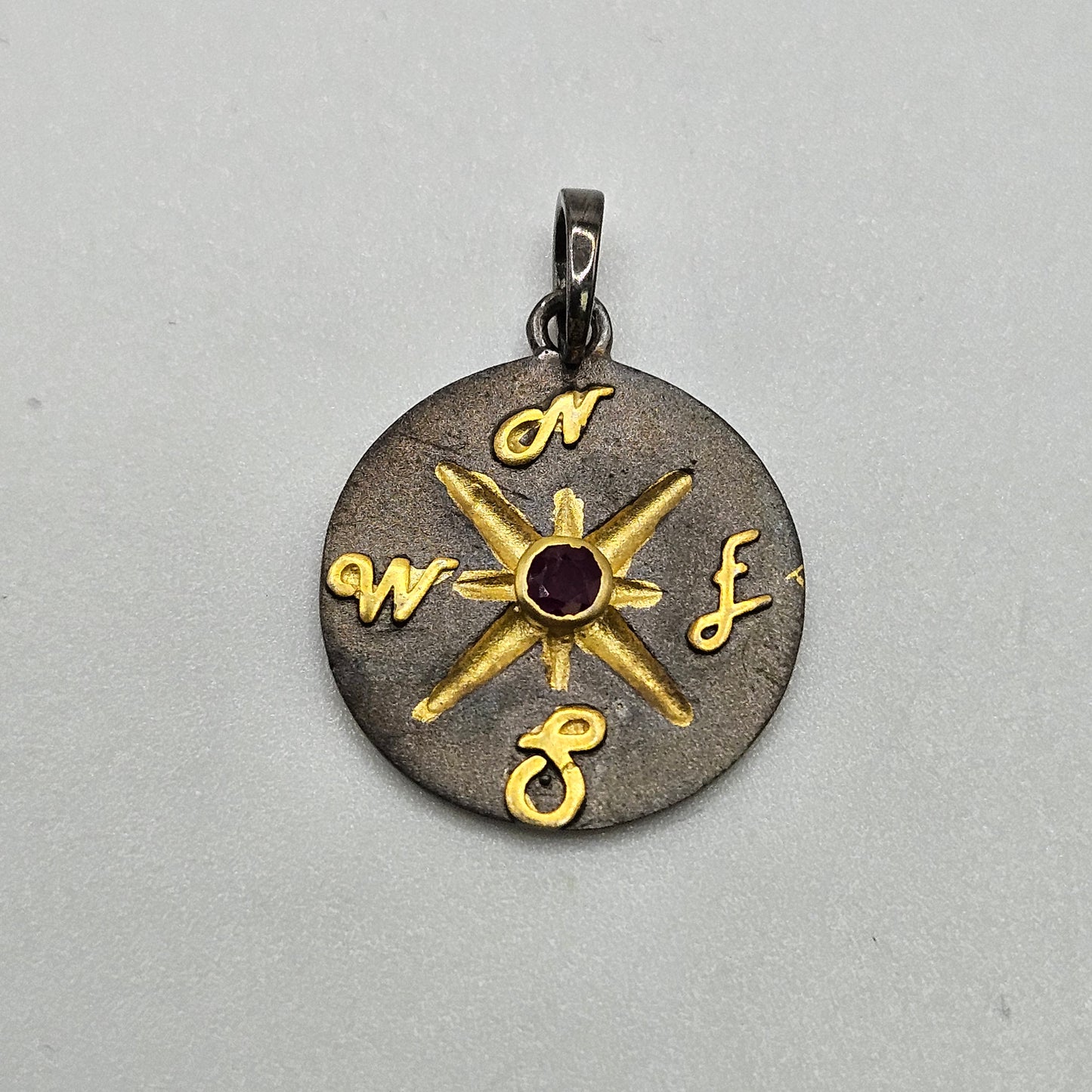 Vermeil Ruby Compass Pendant.