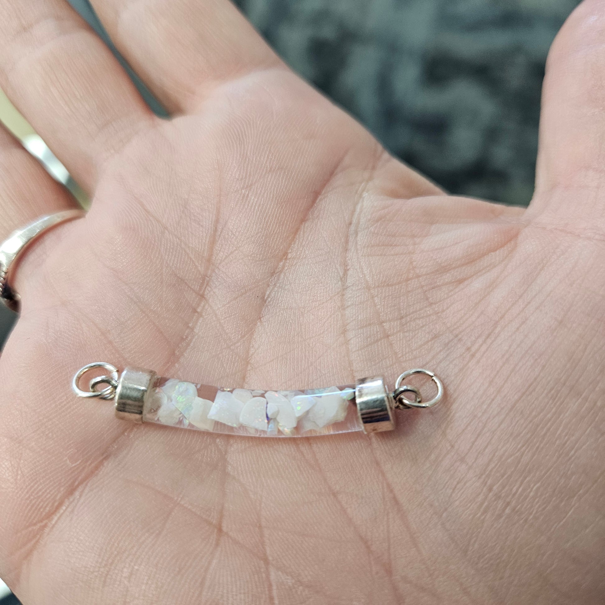 Water Opal Pendant 2 Rings.