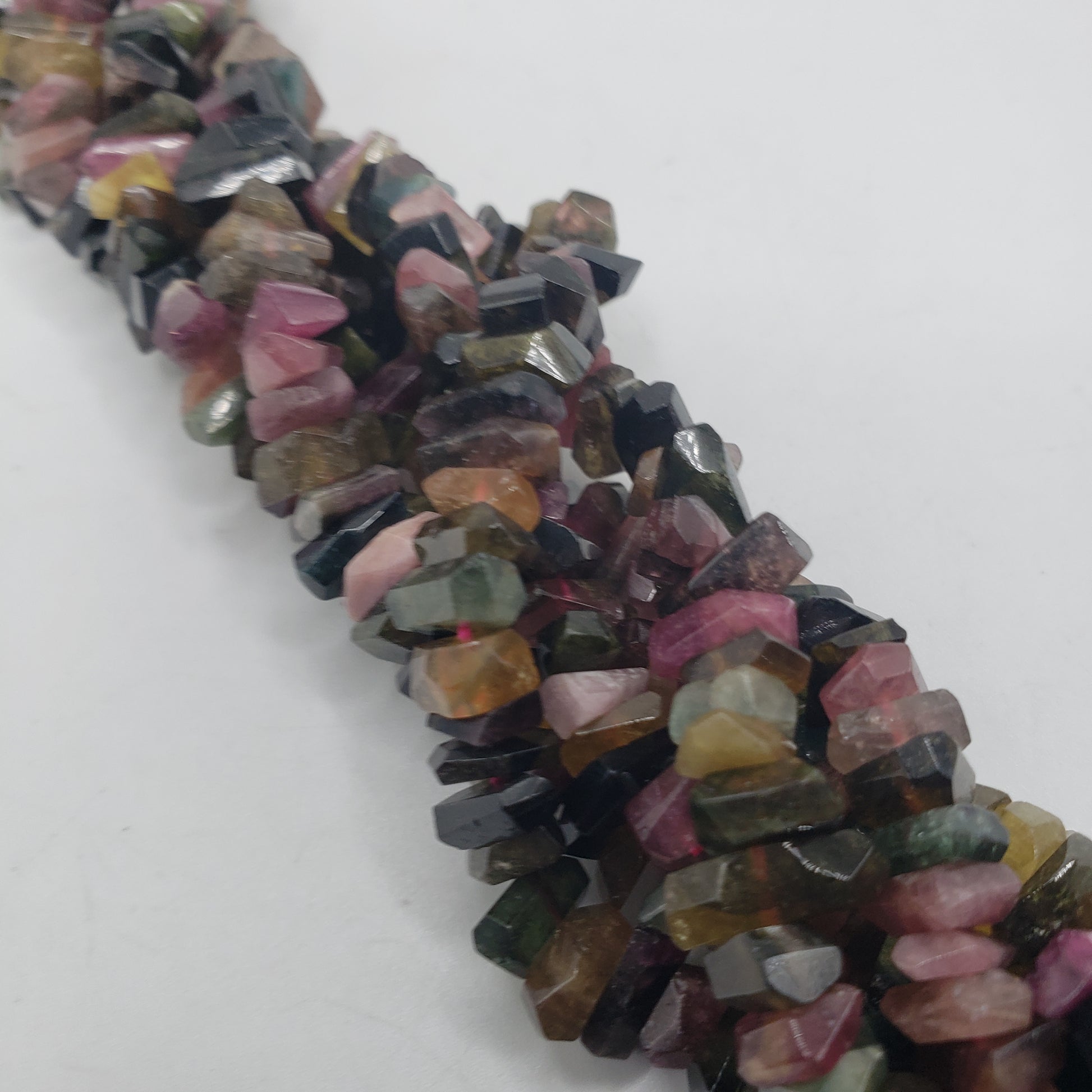 Watermelon Tourmaline Chip Bead Strand.