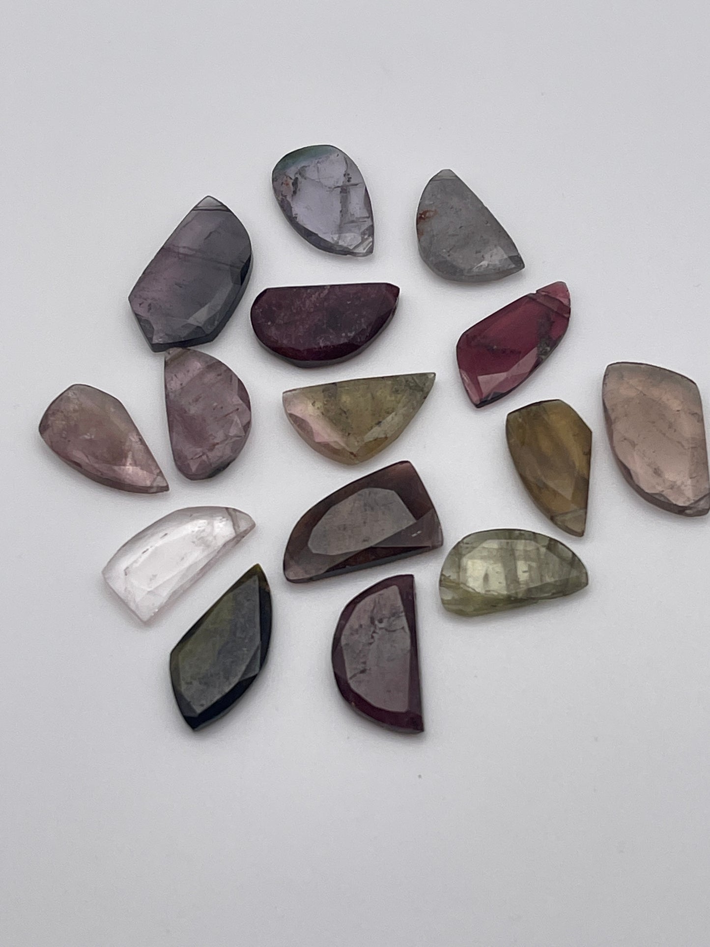 Watermelon Tourmaline Faceted Top Drill Slice.