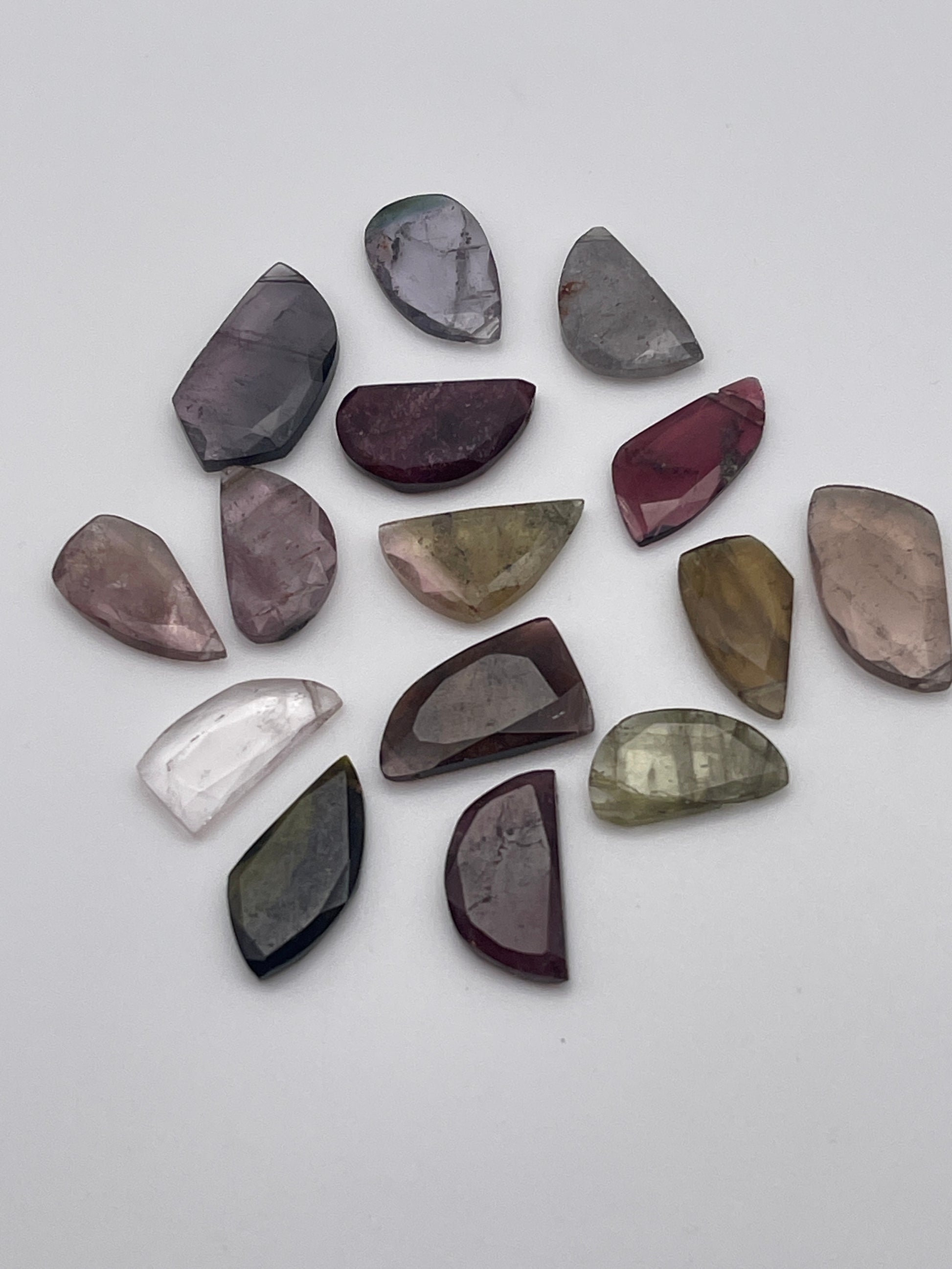 Watermelon Tourmaline Faceted Top Drill Slice.