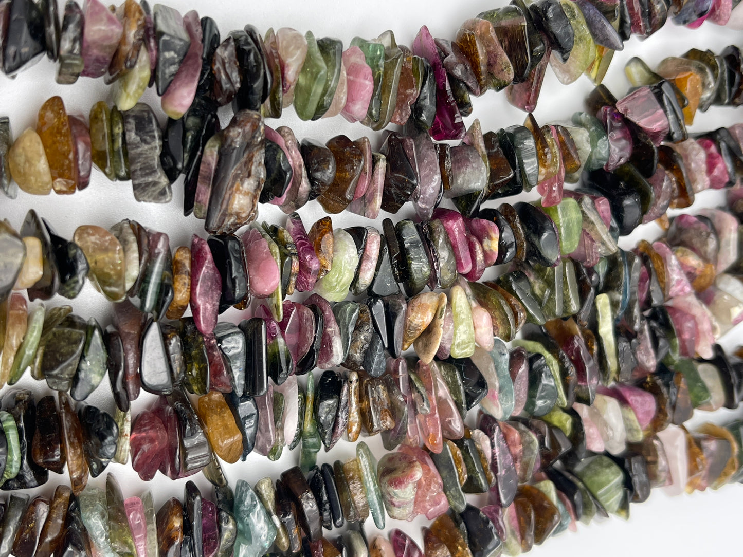 Watermelon Tourmaline Large Chip Bead Strand.