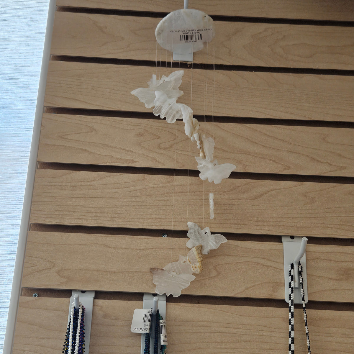 White Onyx Butterfly Wind Chimes.