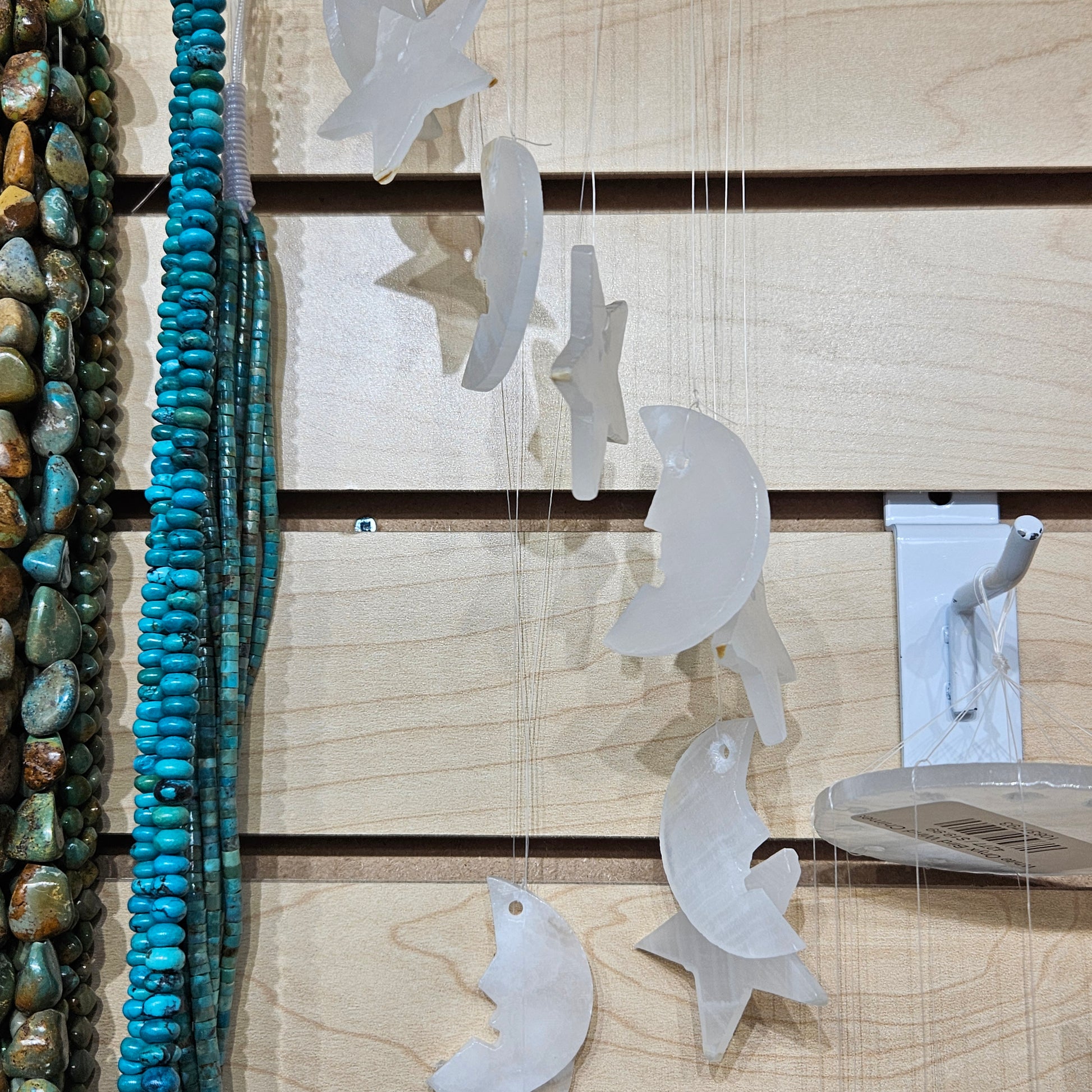 White Onyx Moon and Stars Wind Chimes.