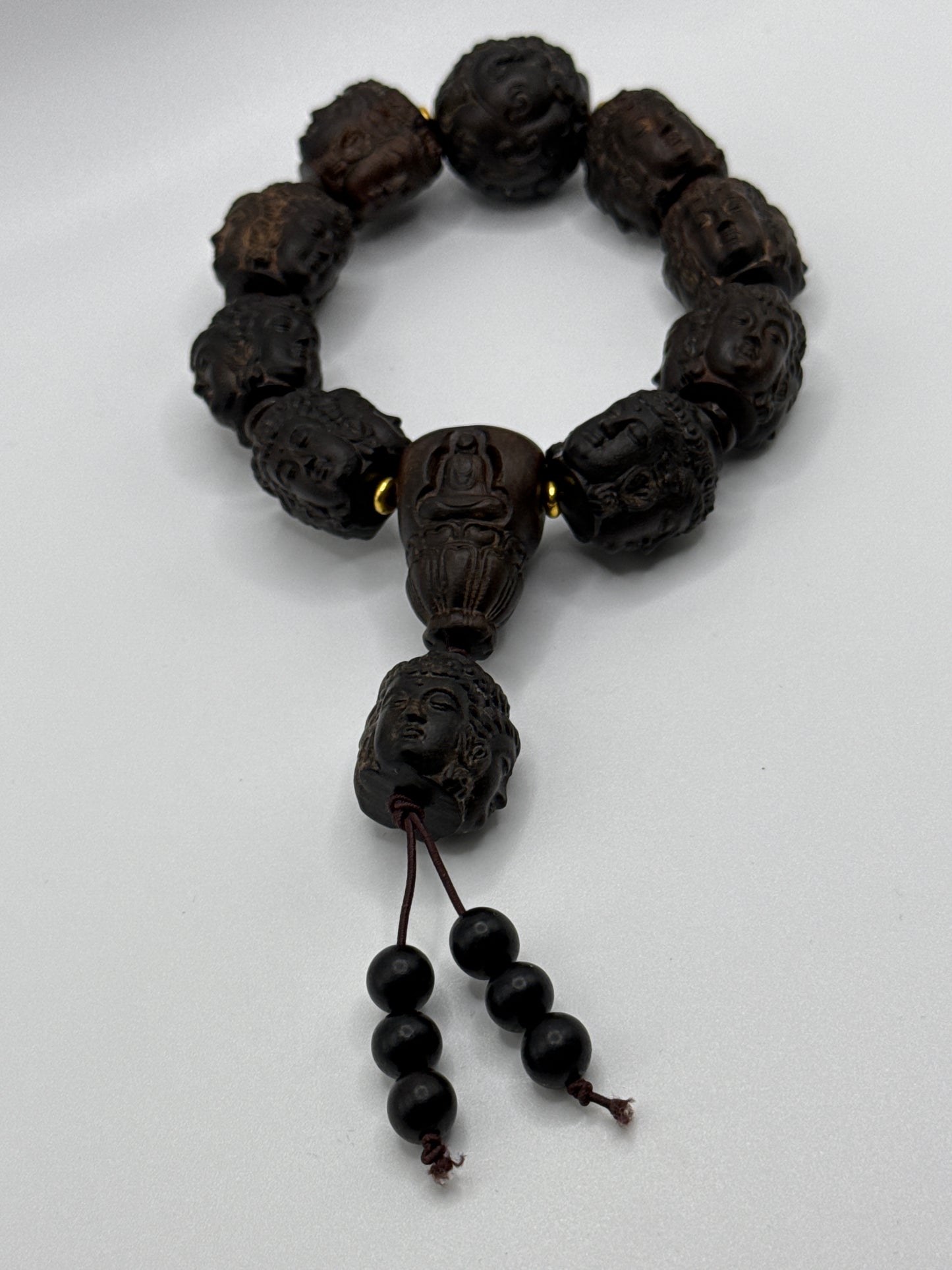 Wood Carved Buddha Bracelet.