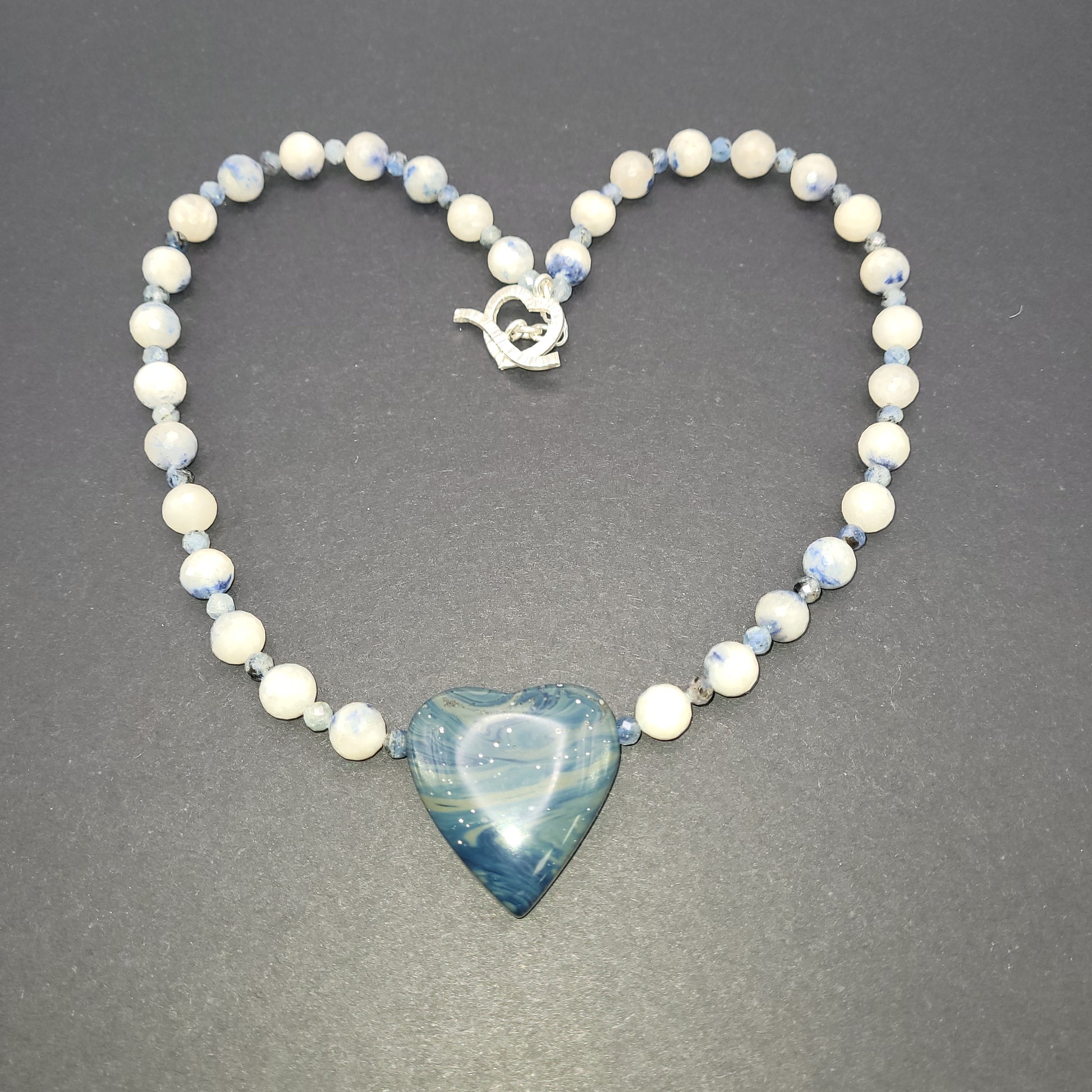 Zieber Agate, Dumortierite, and Kyanite Necklace.