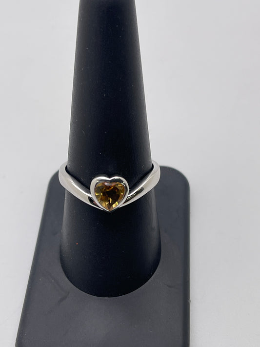 Citrine Heart Sterling Silver Ring