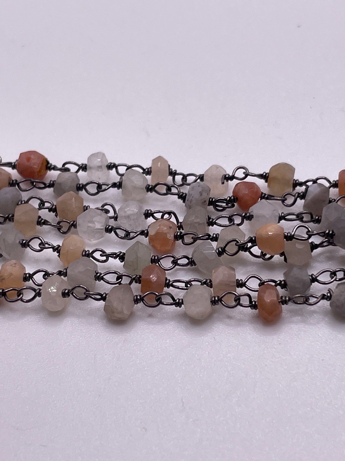 Grey Moonstone Oxidized Chain