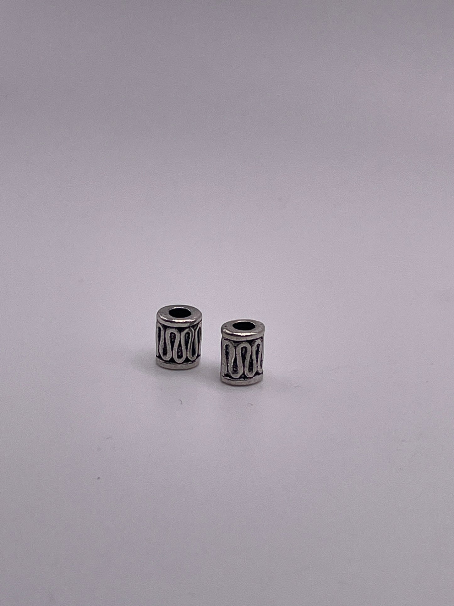 Pewter Cylinder Squiggle Bead .95