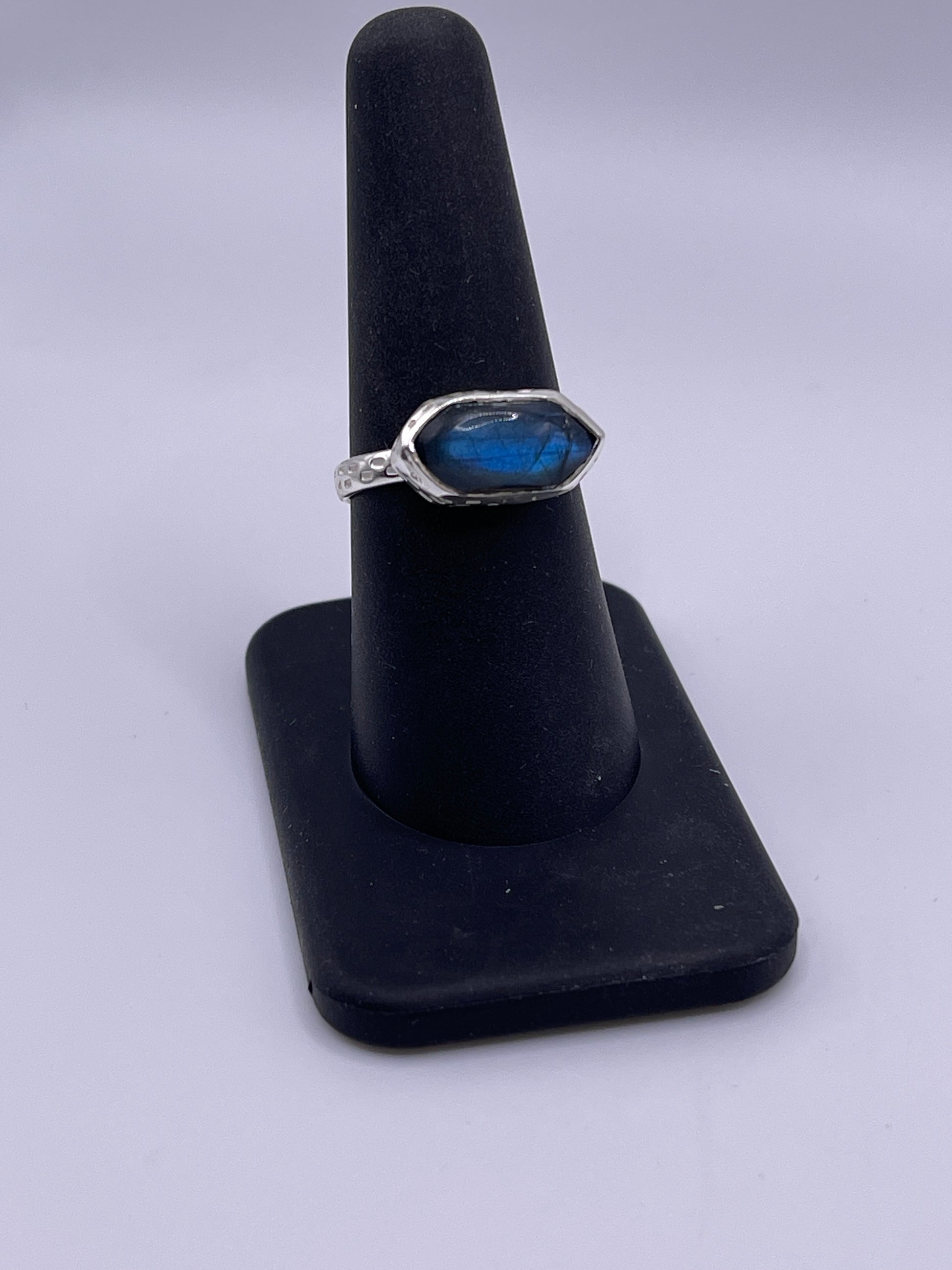 Labradorite Double Terminated Bezel Sterling Silver Ring Size 8