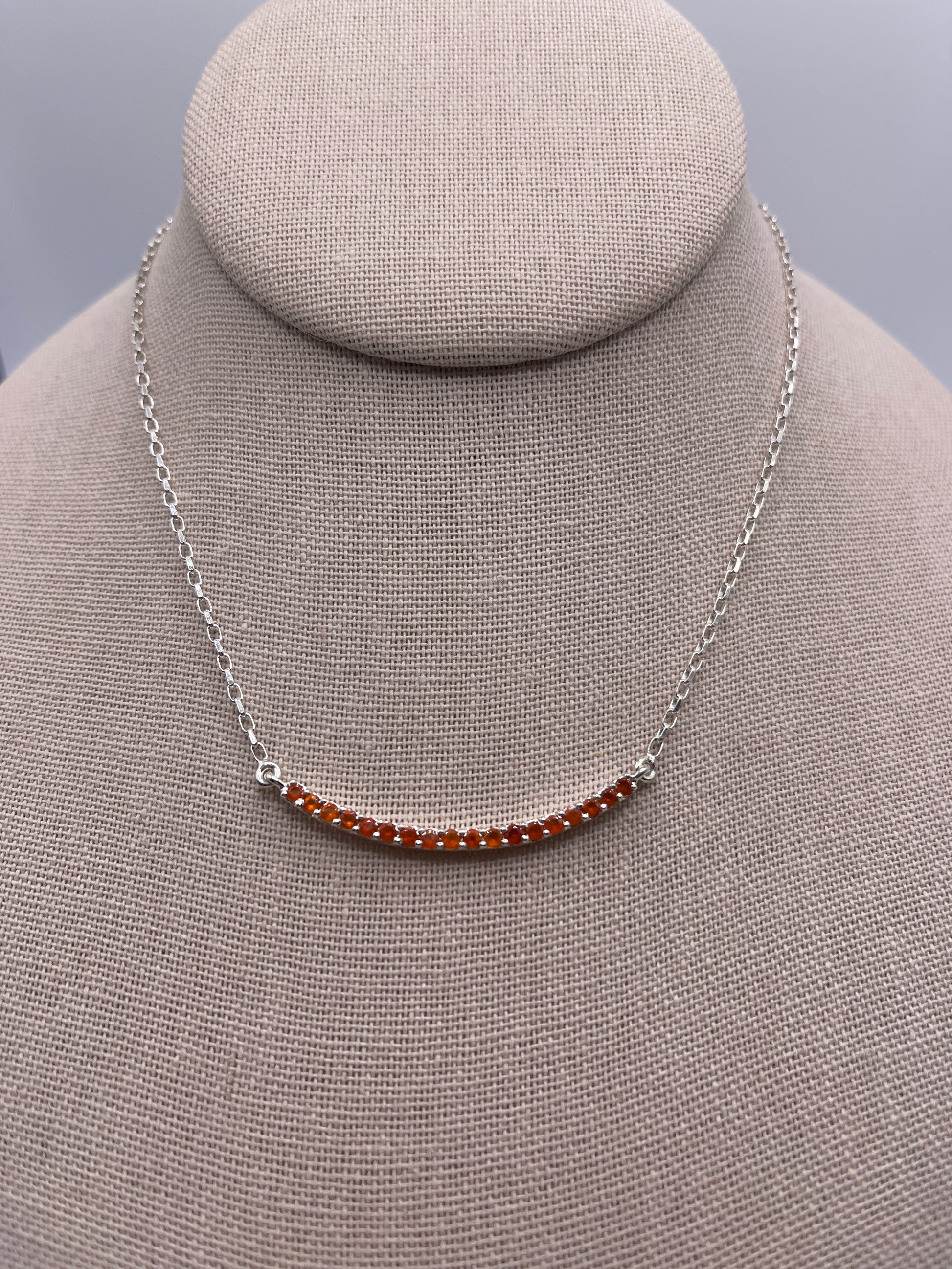 Carnelian Curved Stick Sterling Silver Necklace