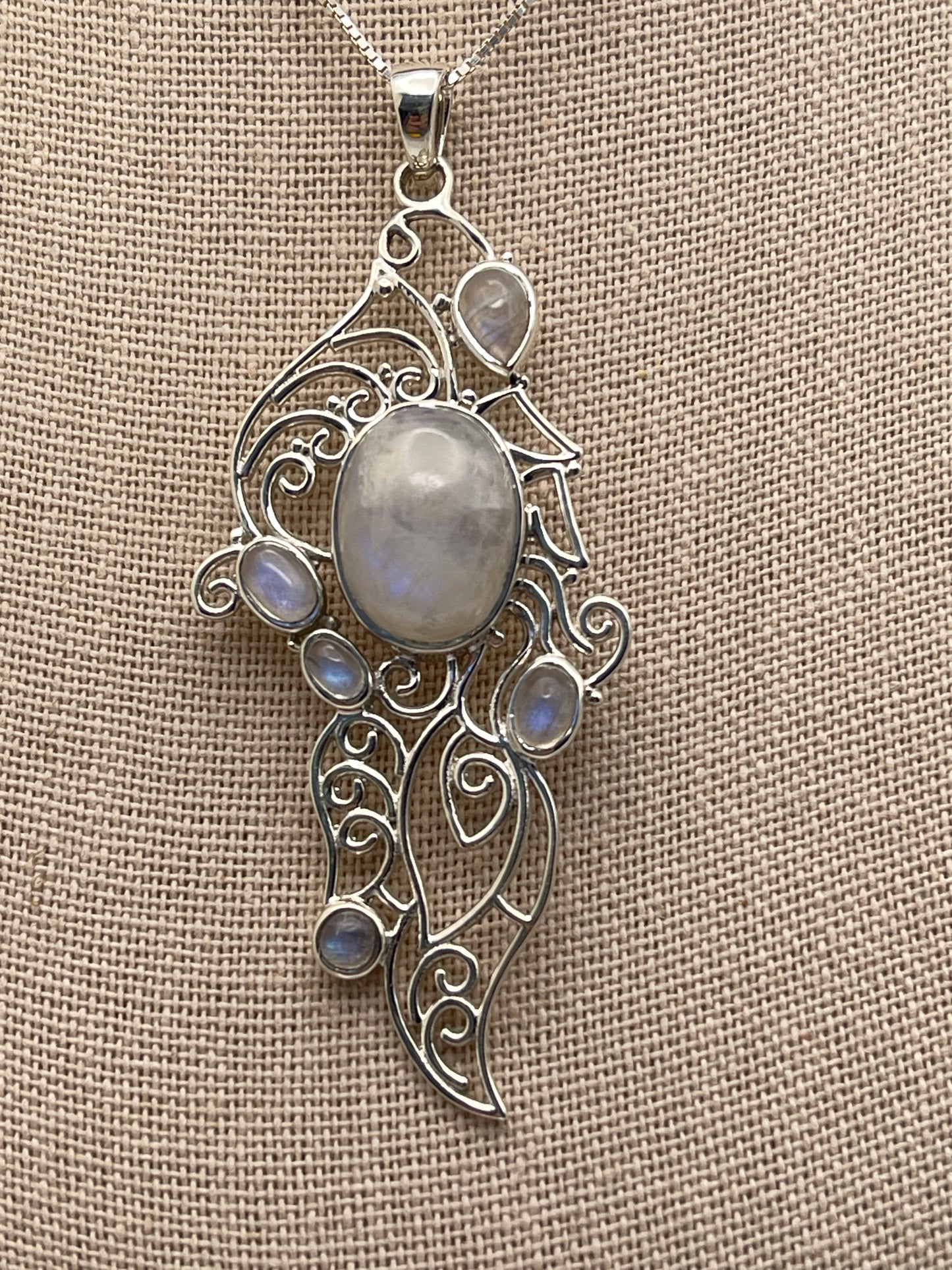 Moonstone Ornate Sterling Silver Pendant