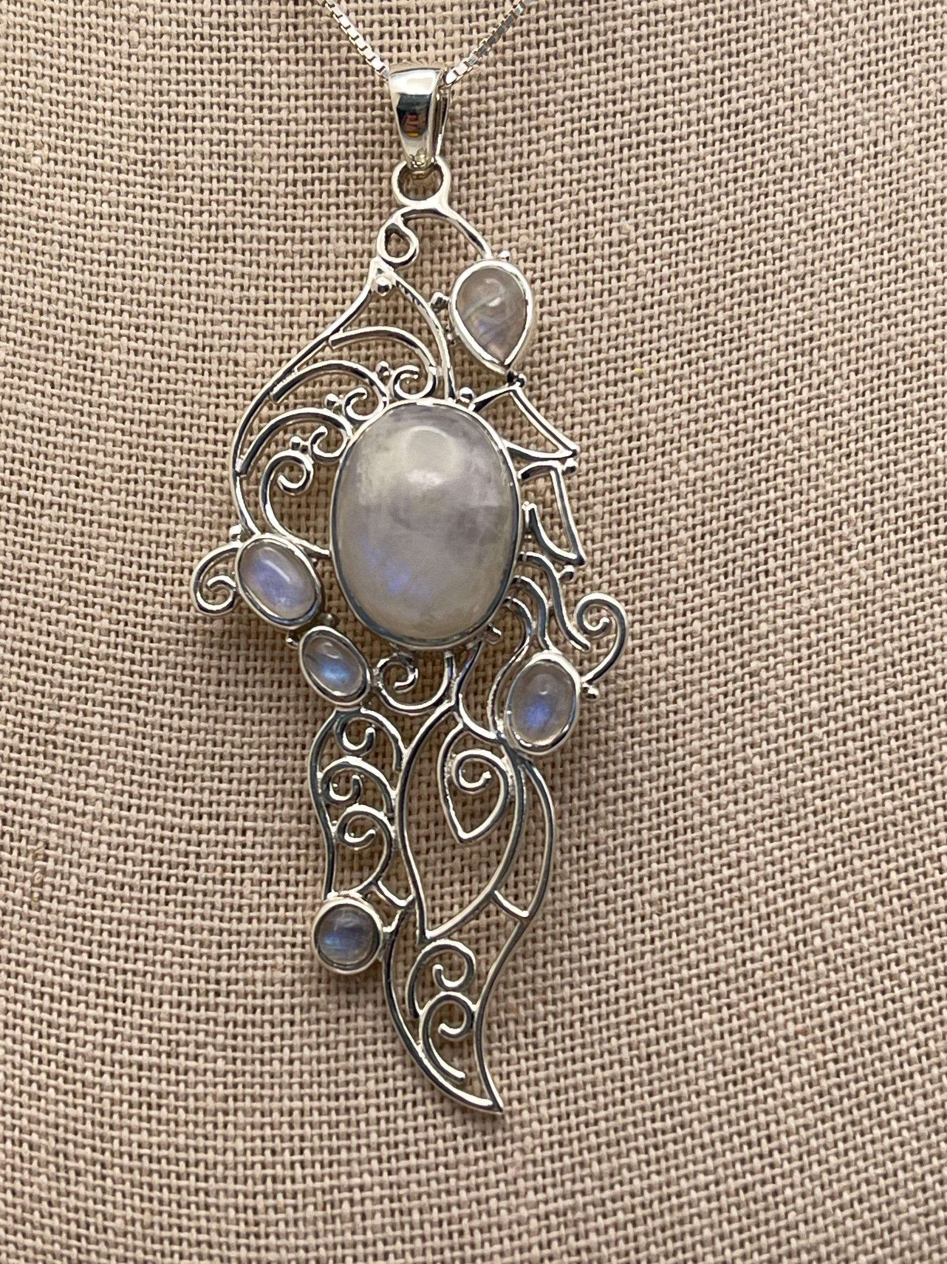 Moonstone Ornate Sterling Silver Pendant