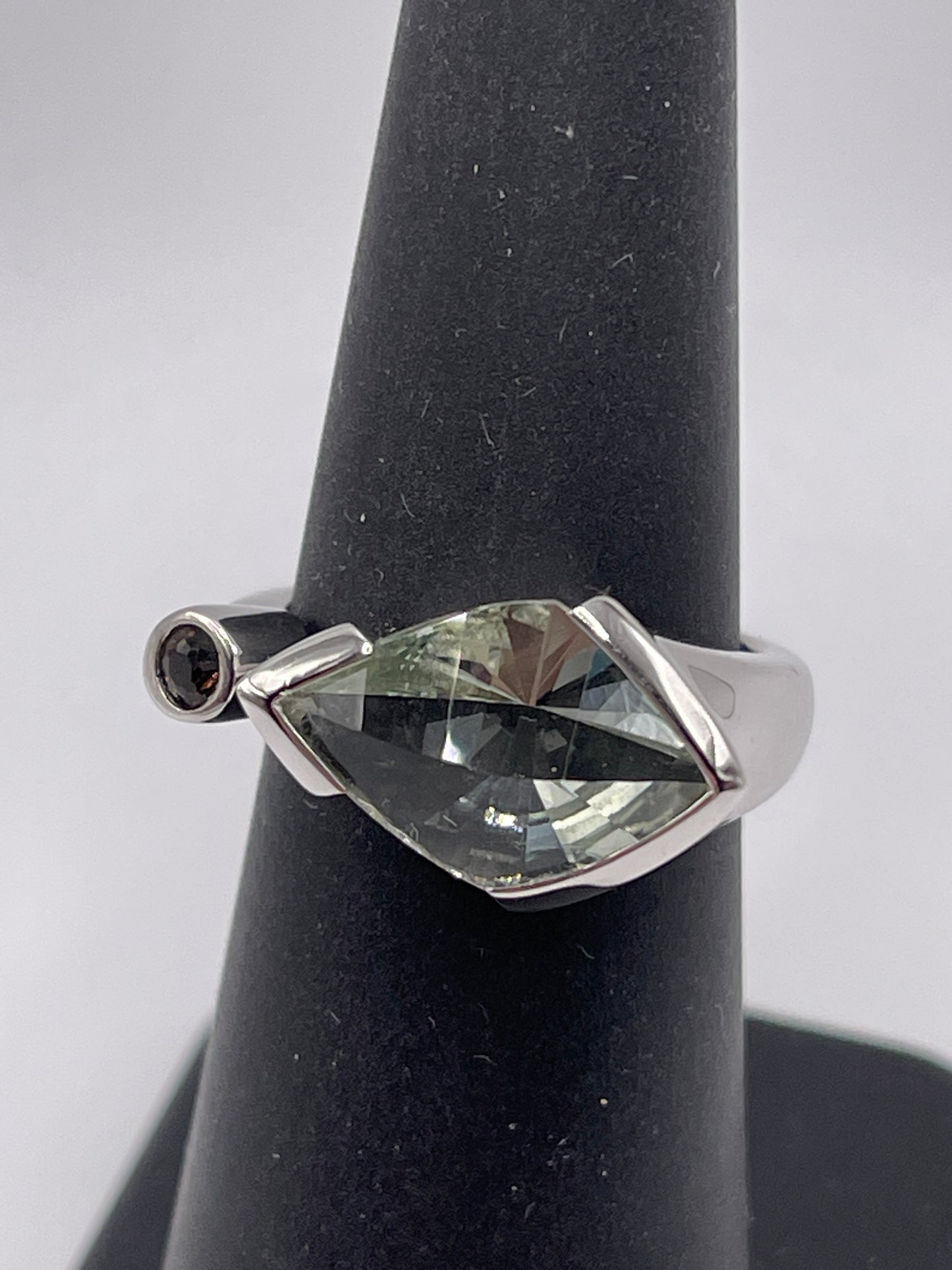 Green Amethyst Smoky Quartz Abstract Designer Ting Size 6