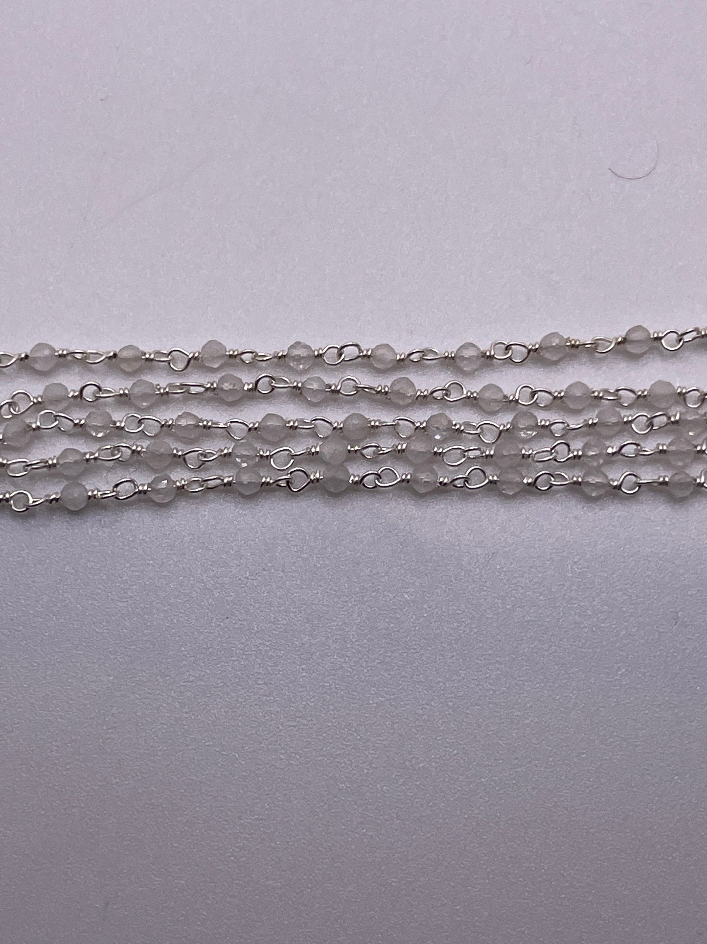 2mm Moonstone Sterling Silver Chain Per Foot