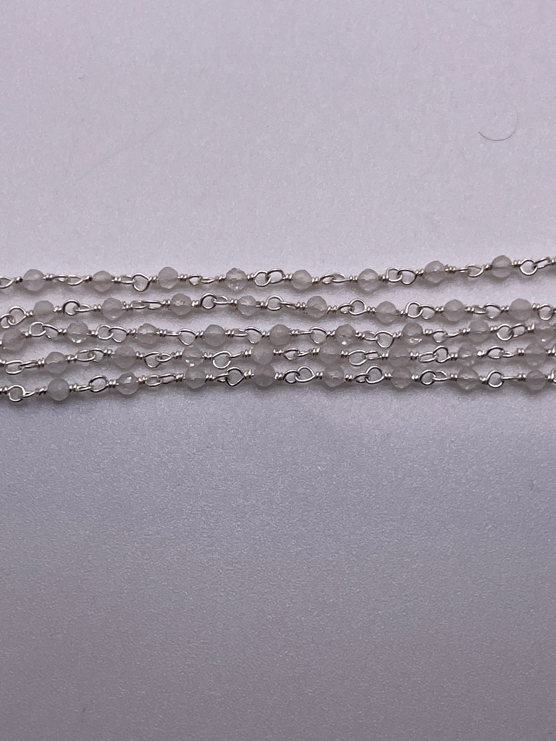 2mm Moonstone Sterling Silver Chain Per Foot