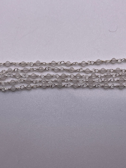 2mm Moonstone Sterling Silver Chain Per Foot