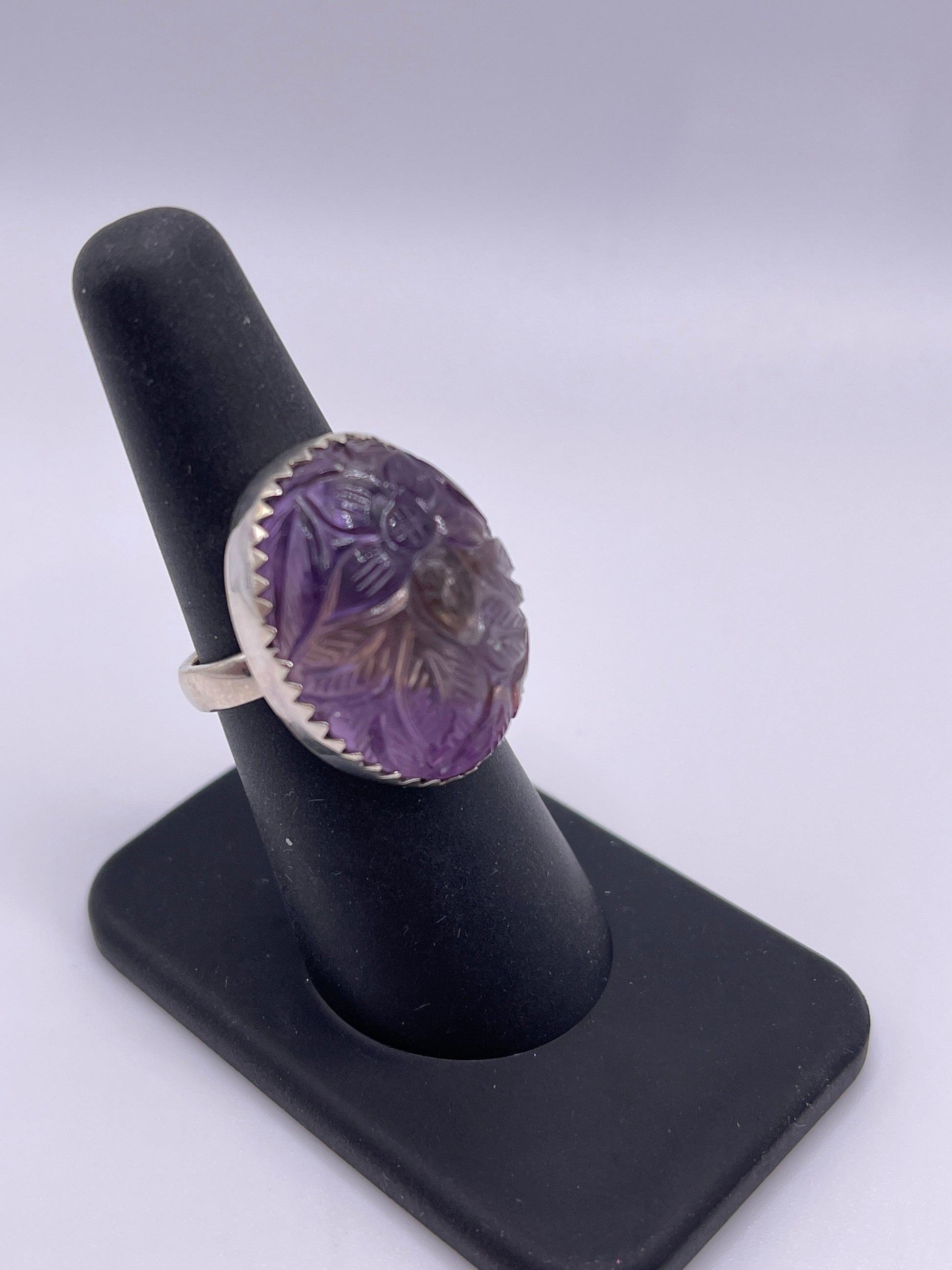 Ametrine Carved Flower Sterling Silver Ring size 7