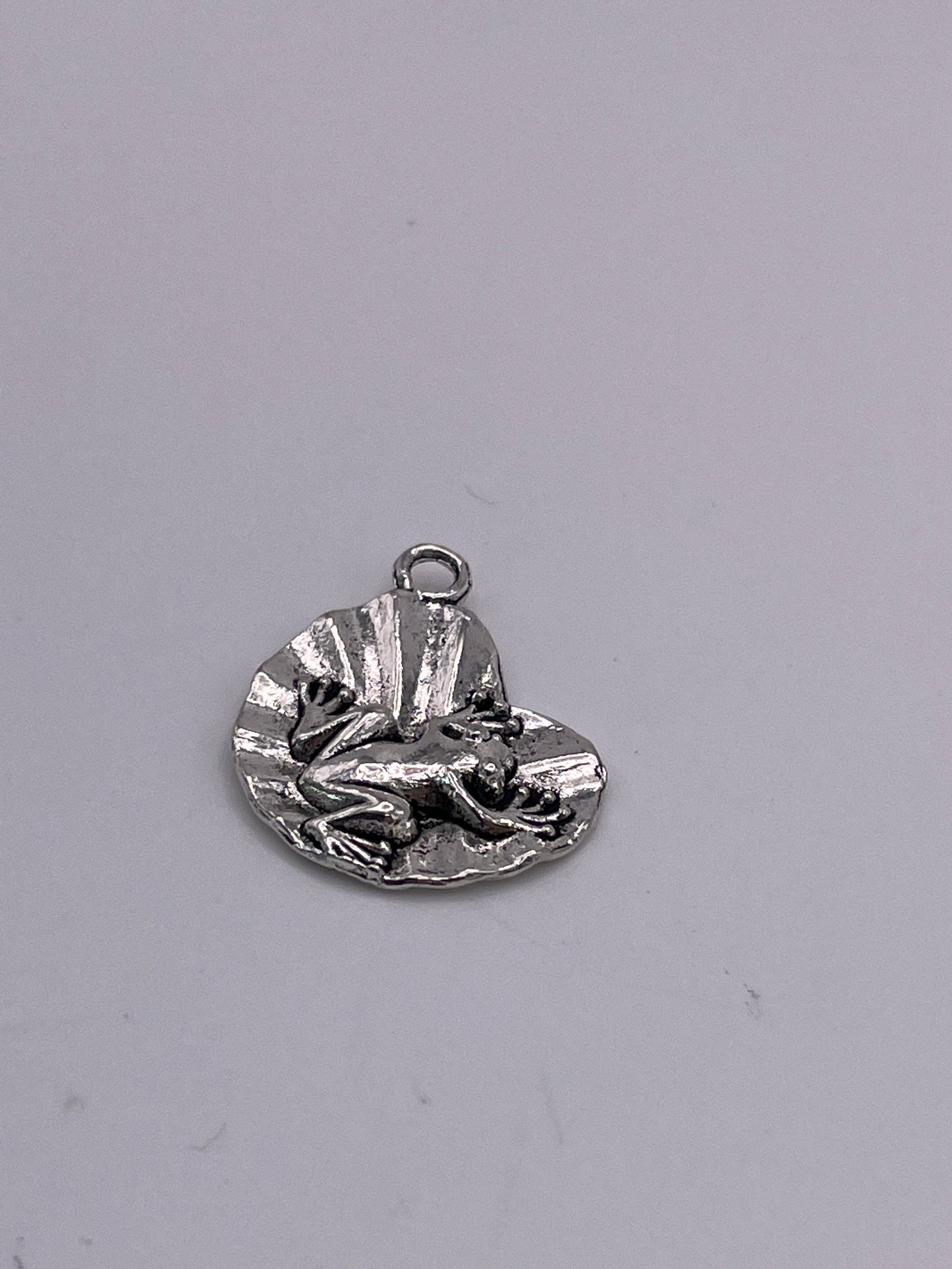 Pewter Frog On Lily Pad Charm 1.30