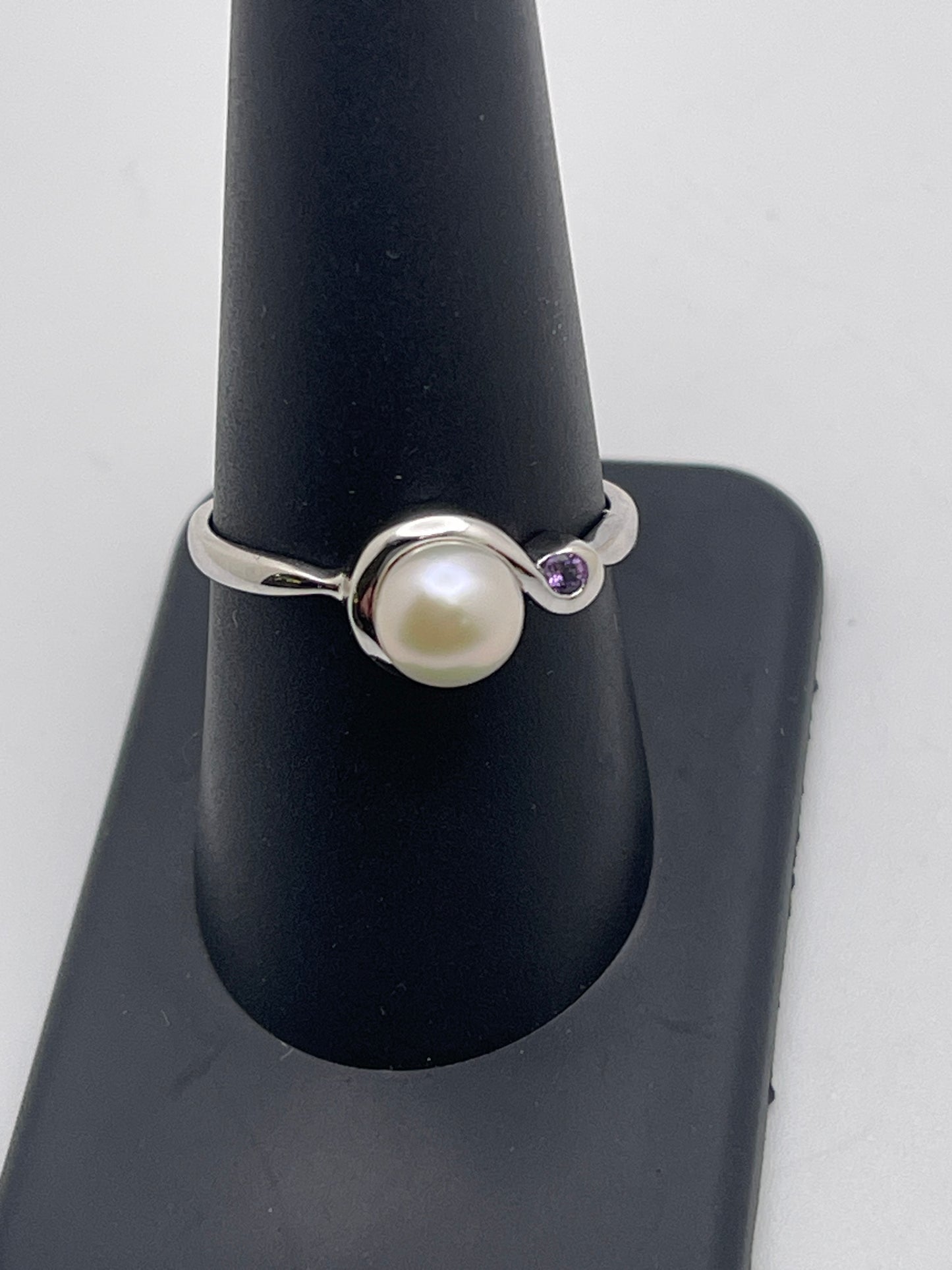 Pearl and Amethyst Sterling Silver Ring