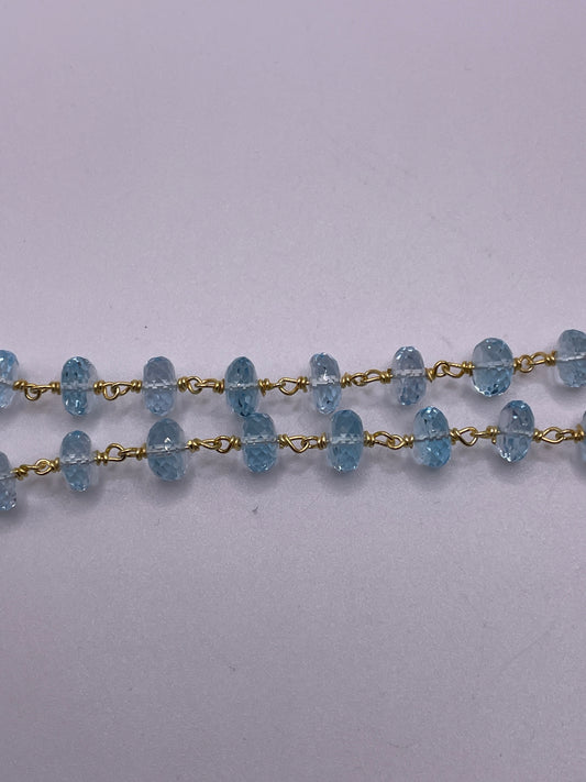 8mm Blue Topaz Gold Filled Chain