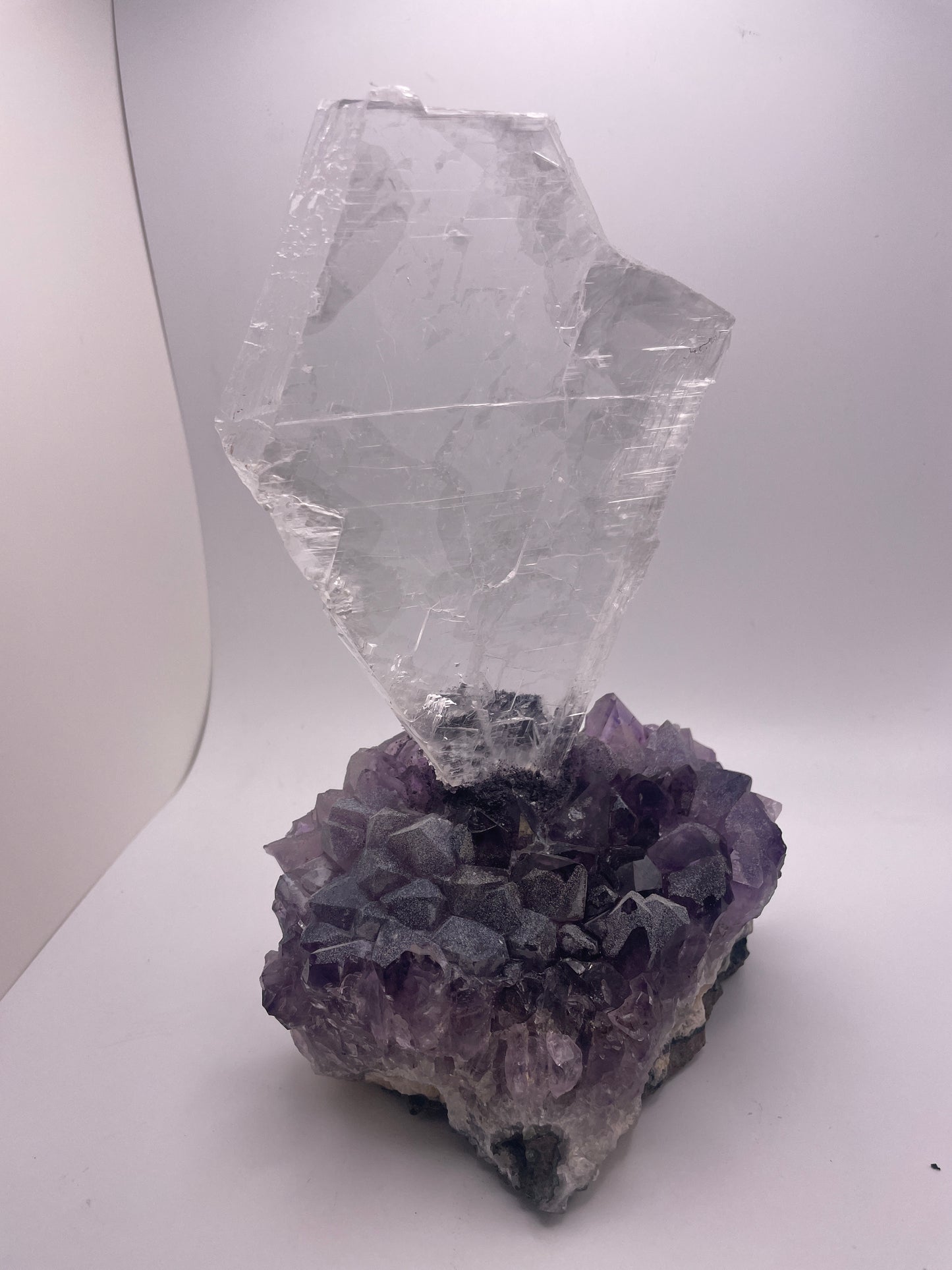 Gypsum On Amethyst Specimen 165