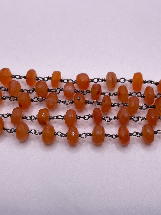 8mm Carnelian Oxidized Chain Per Foot