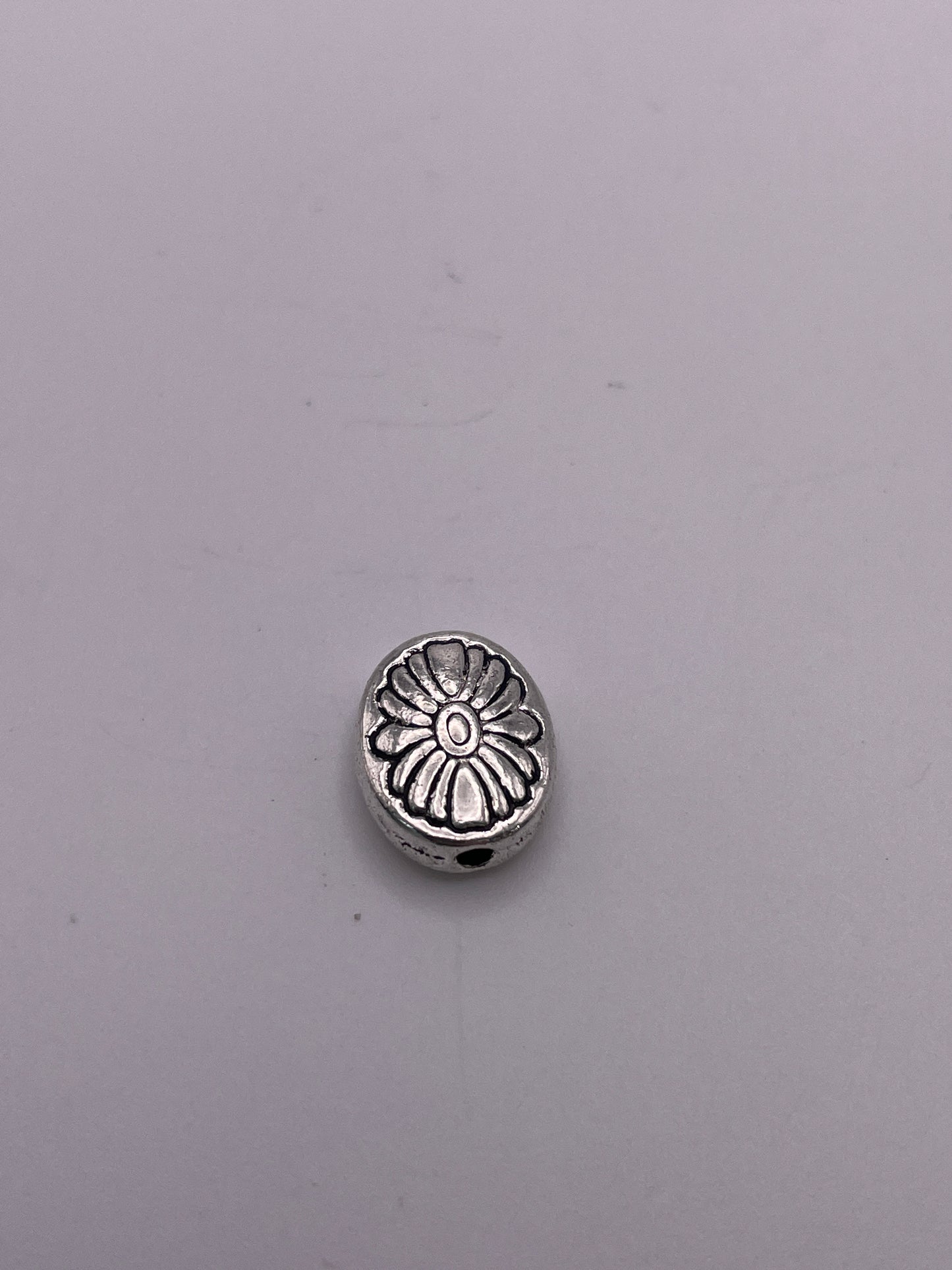 Pewter Flower Oval Bead .95
