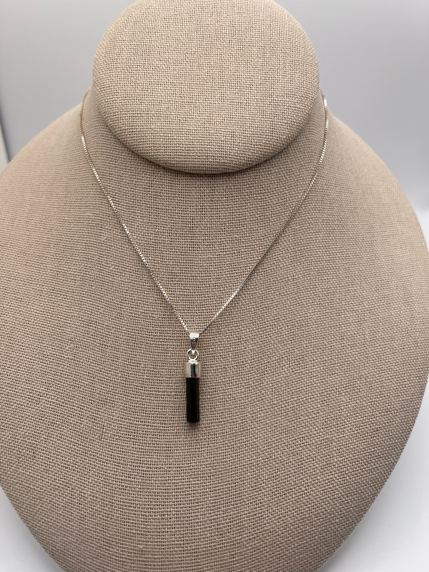 Green Tourmaline Stick Sterling Silver Pendant