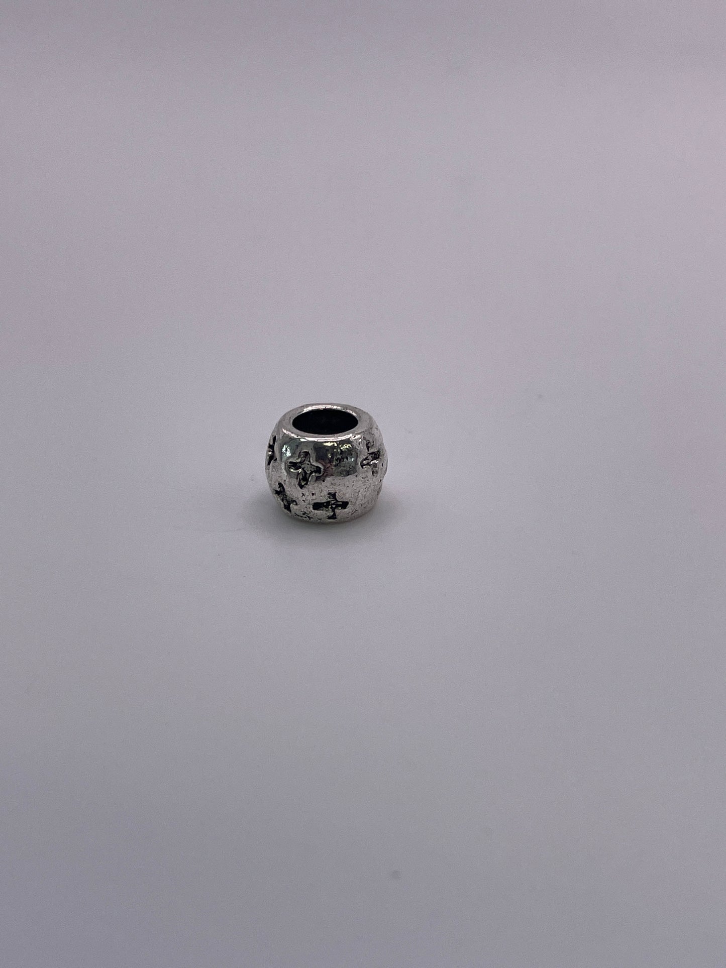 Pewter Cross Barrel Bead 1