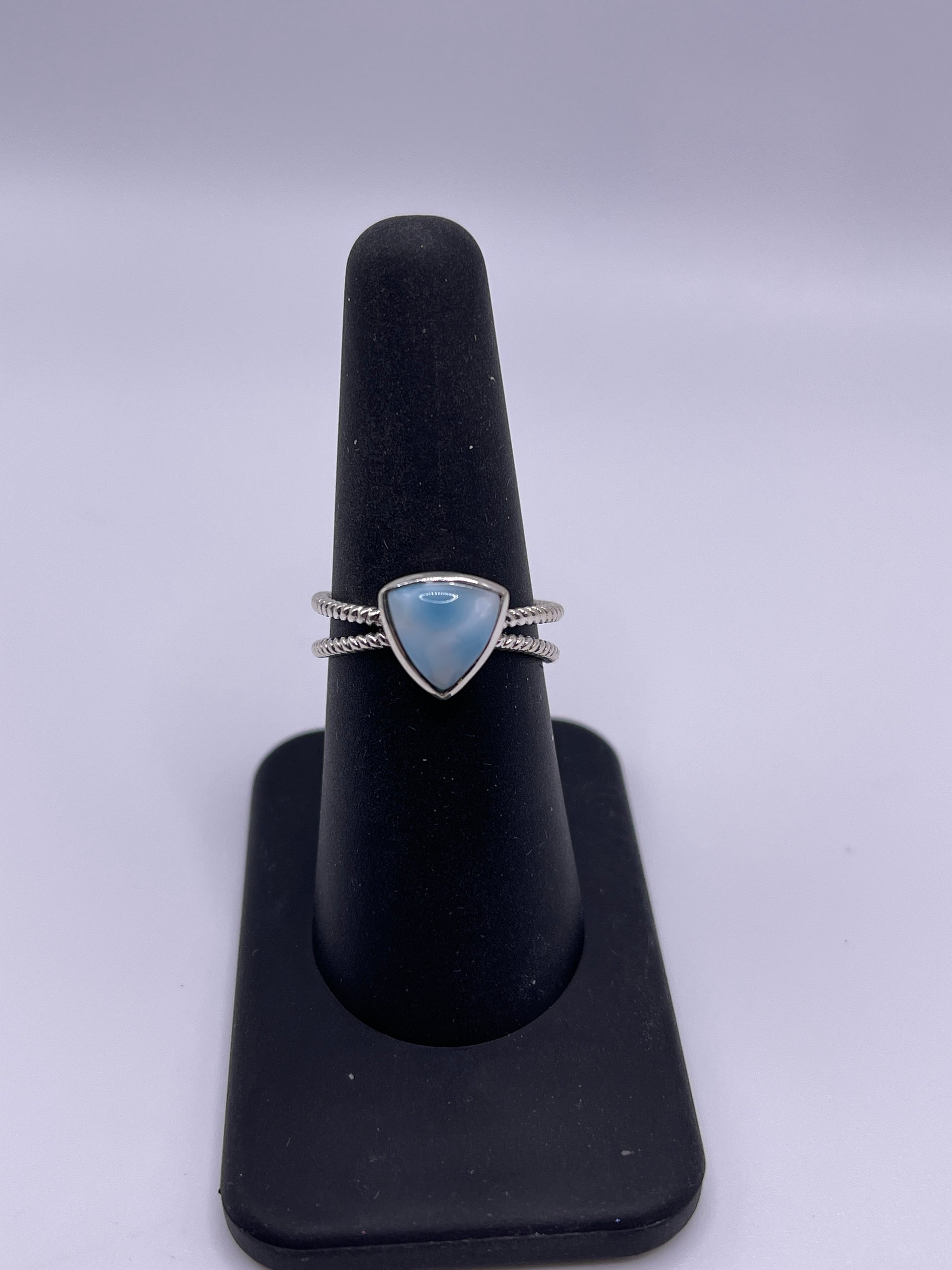 Larimar Triangle Twist Sterling Silver Ring Size 8
