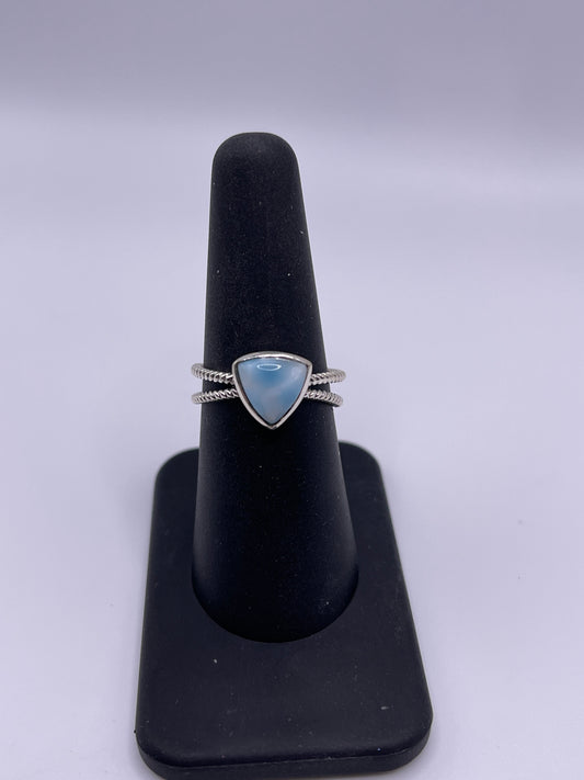 Larimar Triangle Twist Sterling Silver Ring Size 8