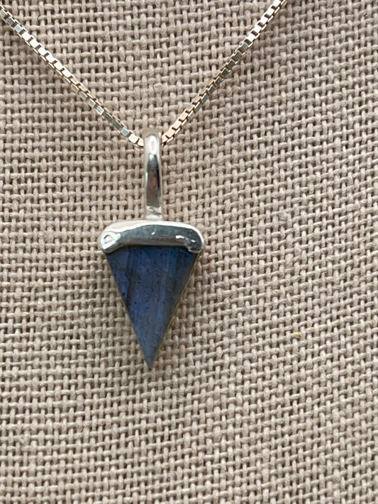 Labradorite Triangle Sterling Silver Pendant