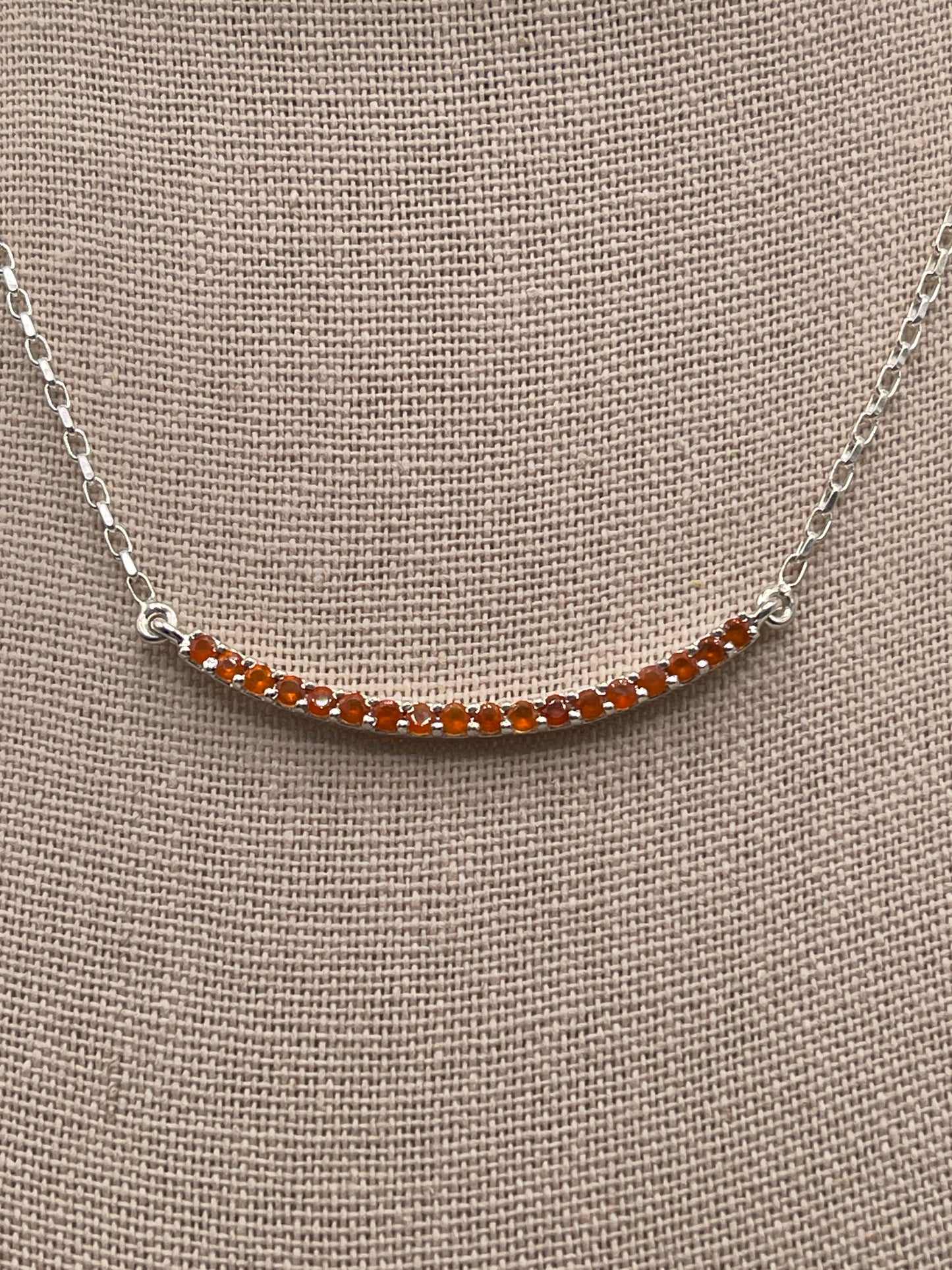 Carnelian Curved Stick Sterling Silver Necklace
