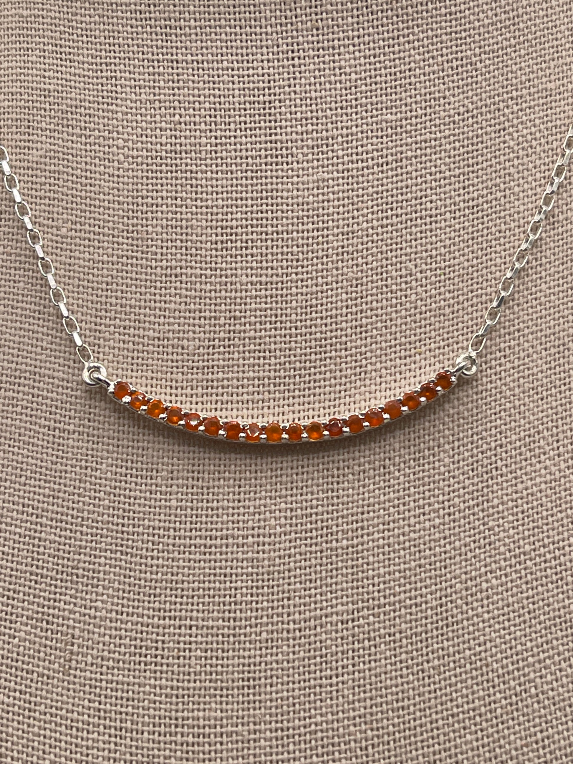 Carnelian Curved Stick Sterling Silver Necklace