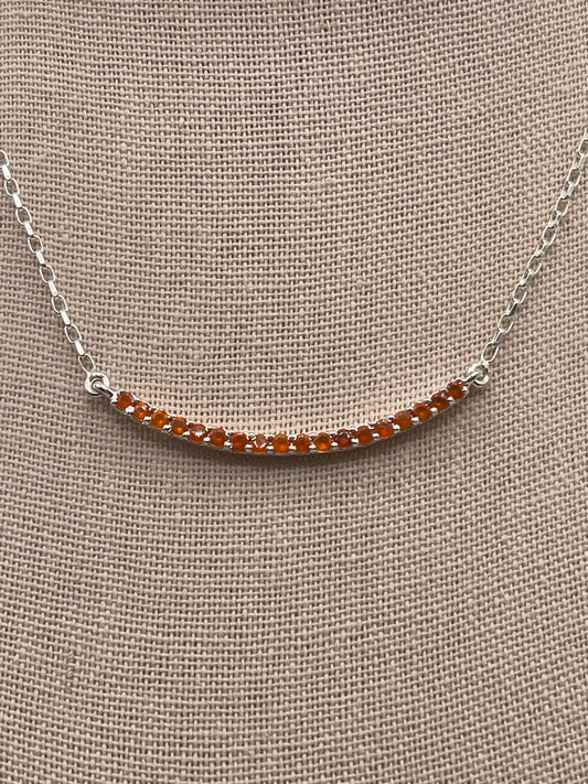 Carnelian Curved Stick Sterling Silver Necklace
