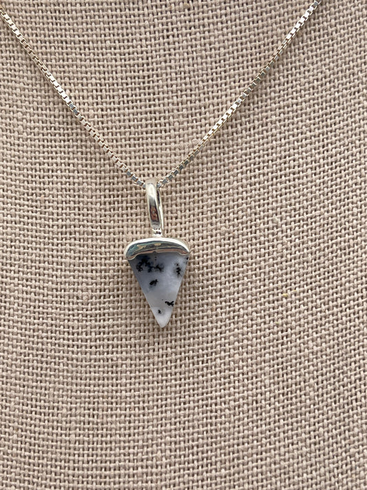 Dendrite Opal Triangle Point Sterling Silver Pendant