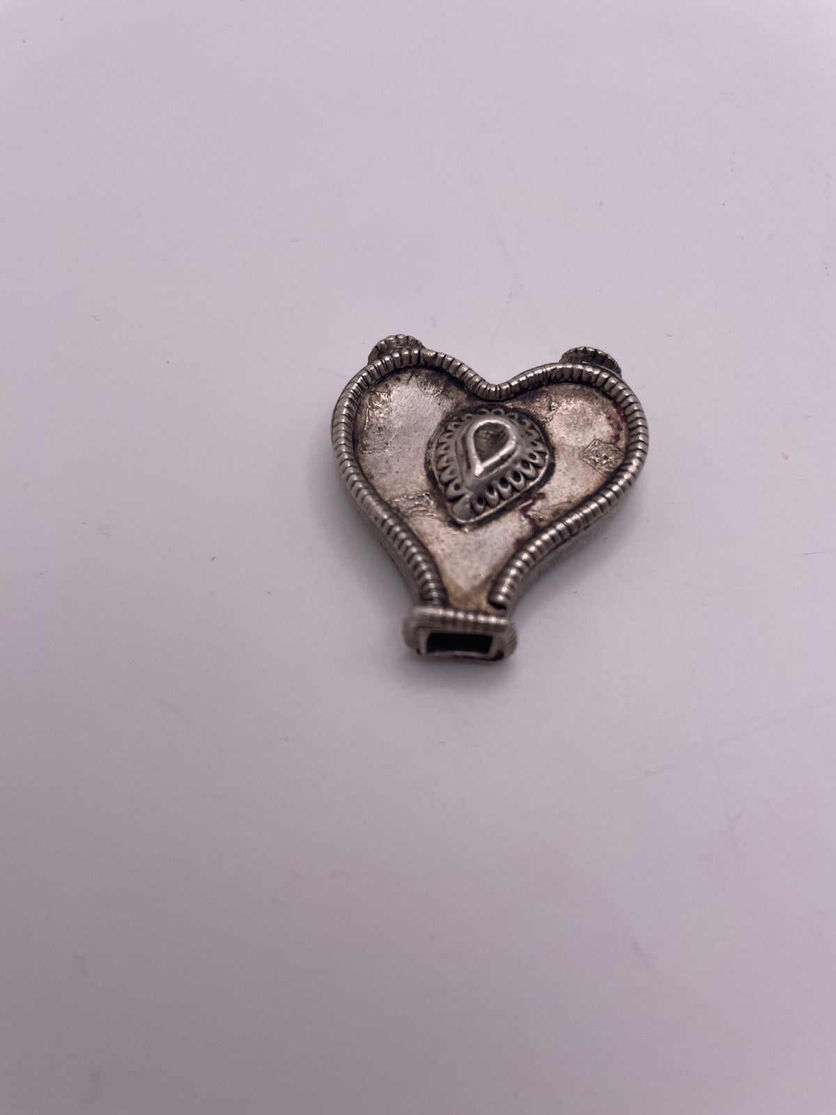 Heart Antique Indian Silver Bead