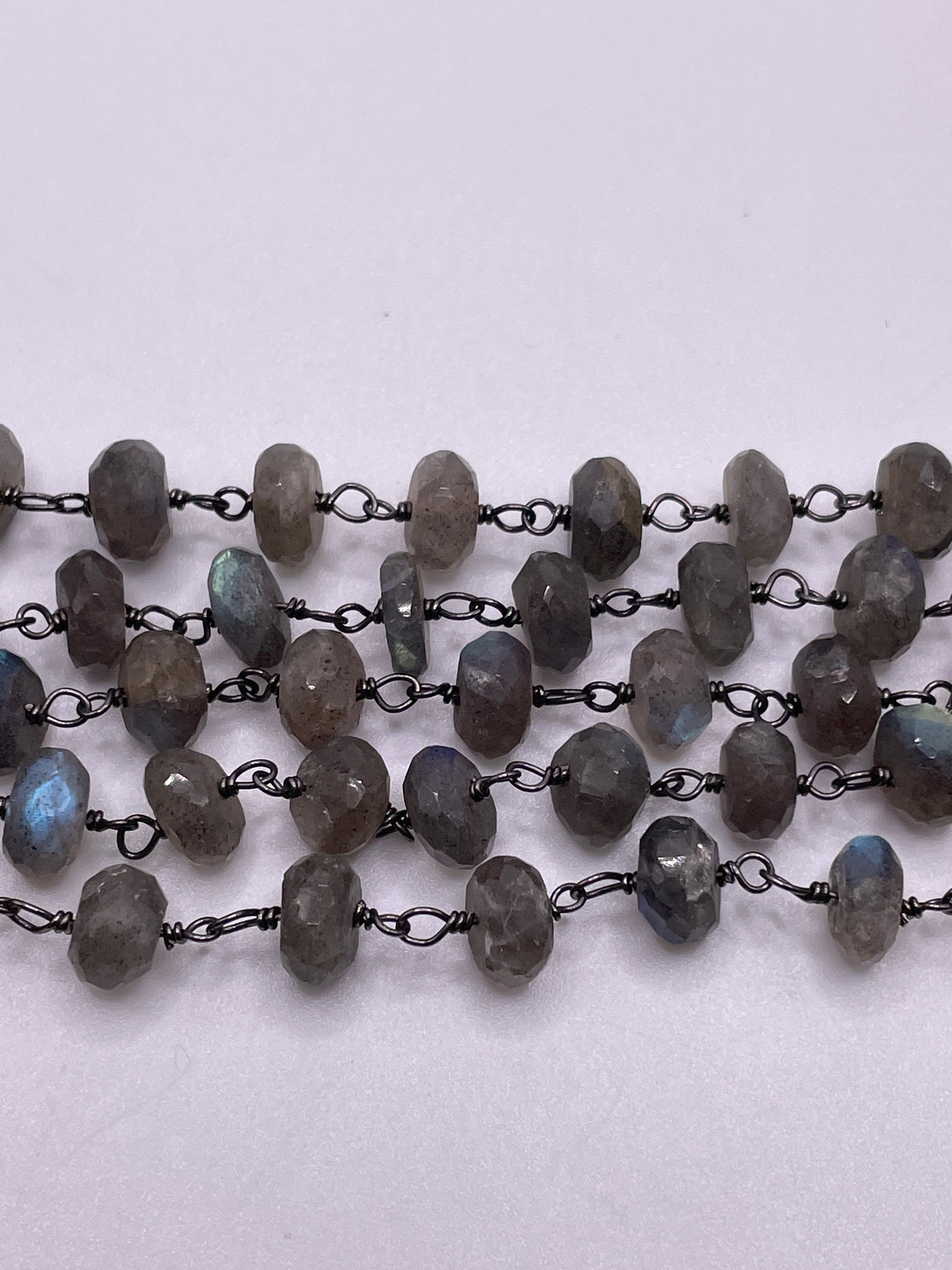 8mm Labradorite Oxidized Chain