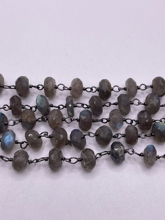 8mm Labradorite Oxidized Chain