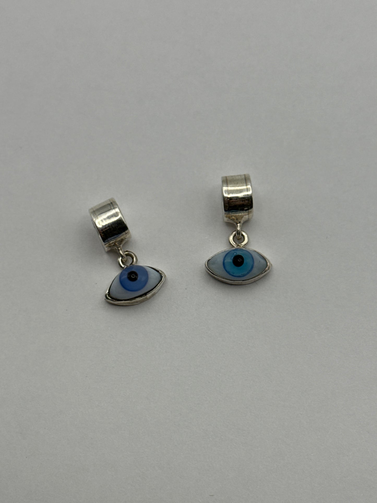 Sterling Silver Evil Eye Realistic Eye Ball Pendant Blue