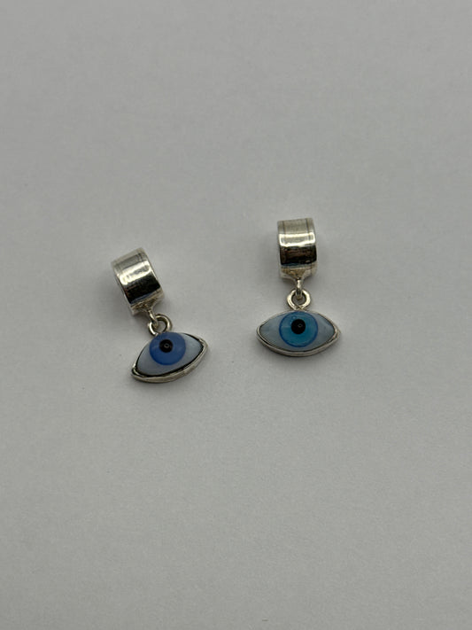 Sterling Silver Evil Eye Realistic Eye Ball Pendant Blue