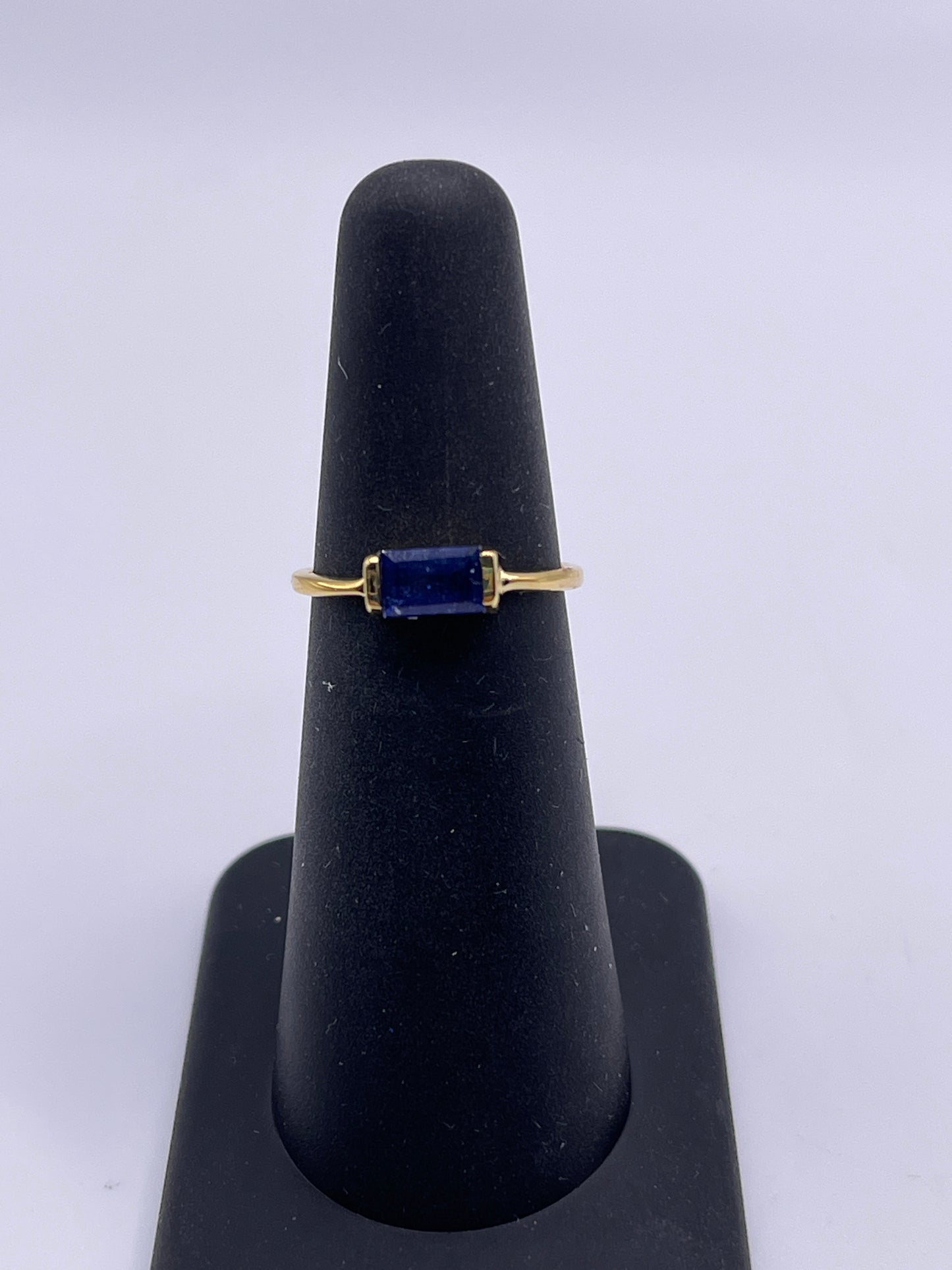 Blue Sapphire Rectangle Vermeil Ring Size 5