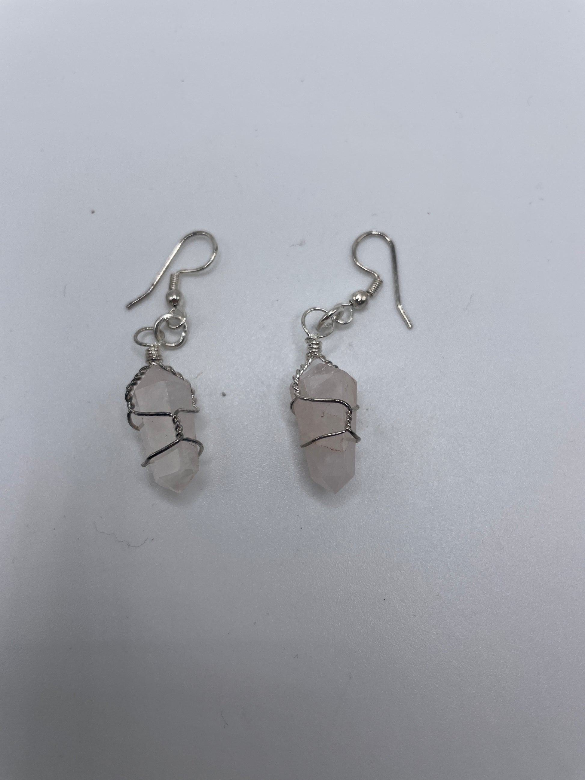 Rose Quartz Wire Wrapped Earrings