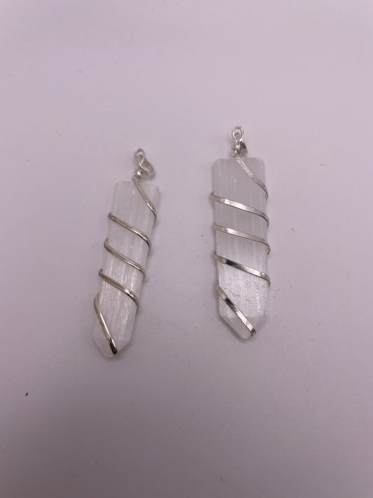 Selenite Point Pendant Spiral