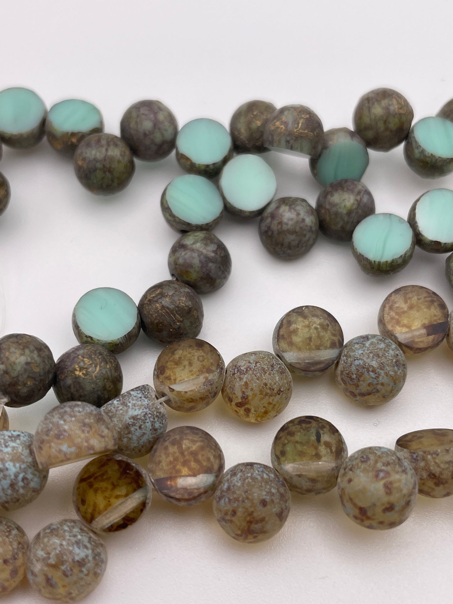 8mm Czech Glass Sliced Bead Top Drill Strand